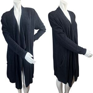 Barefoot Dreams CozyChic Lite Black Island Wrap Draped Open Cardigan Size 1X